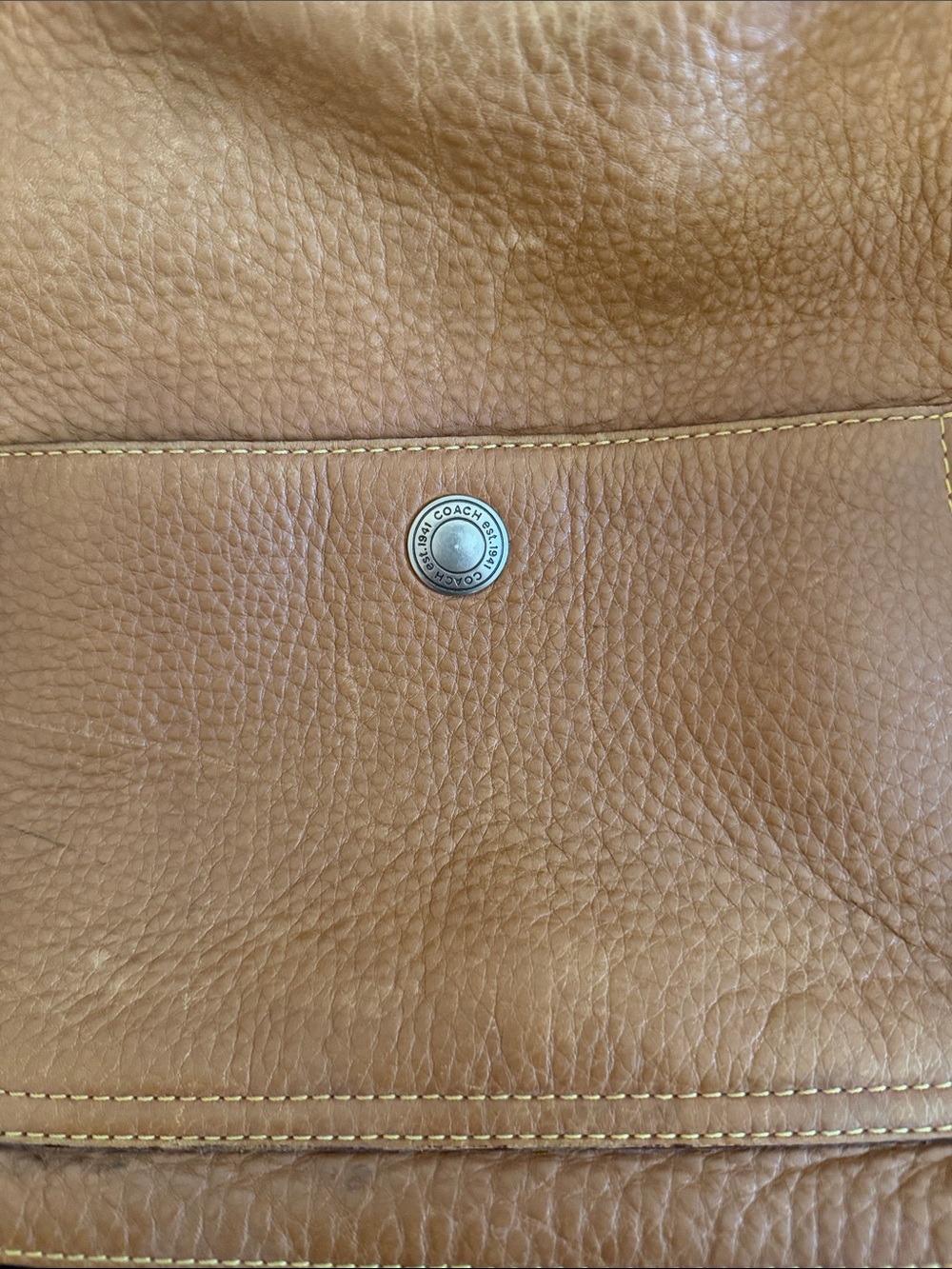 Coach Cognac Pebble Leather Shoulder Bag - Picture 2 of 10